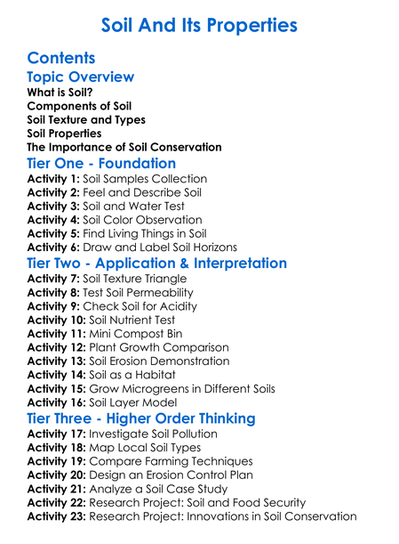 Soil And Its Properties Worksheet Activity Booklet