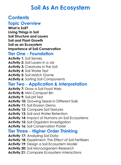 Soil As An Ecosystem Worksheet Activity Booklet