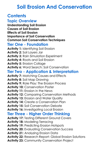 Soil Erosion And Conservation Worksheet Activity Booklet