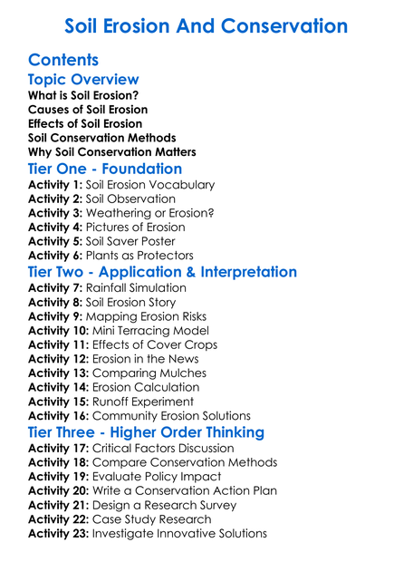 Soil Erosion And Conservation Worksheet Activity Booklet