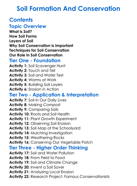 Soil Formation And Conservation Worksheet Activity Booklet