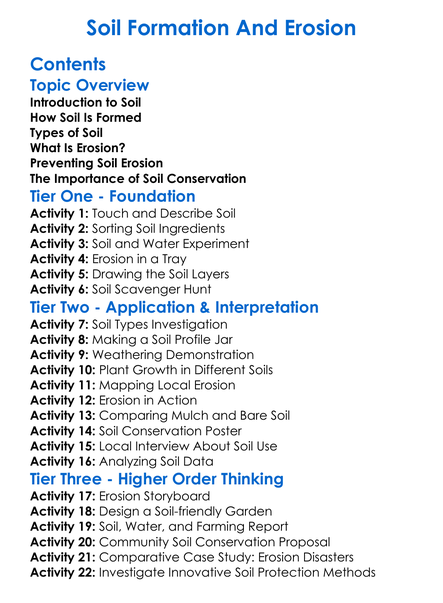 Soil Formation And Erosion Worksheet Activity Booklet