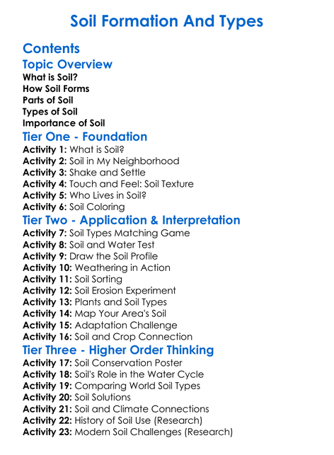 Soil Formation And Types Worksheet Activity Booklet