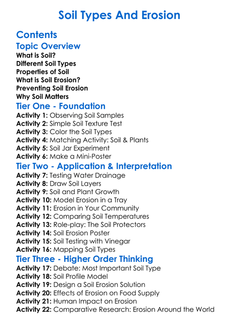 Soil Types And Erosion Worksheet Activity Booklet