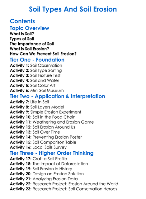 Soil Types And Soil Erosion Worksheet Activity Booklet