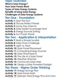 Solar Energy Systems Worksheet Activity Booklet