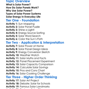 Solar Power Principles Worksheet Activity Booklet