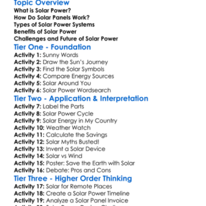 Solar Power Systems Worksheet Activity Booklet