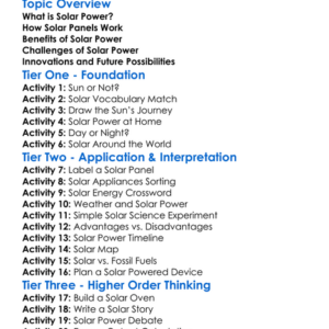 Solar Power Worksheet Activity Booklet