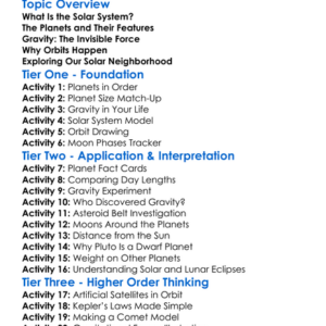 Solar System And Gravitation Worksheet Activity Booklet