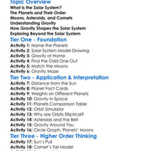 Solar System And Gravity Worksheet Activity Booklet