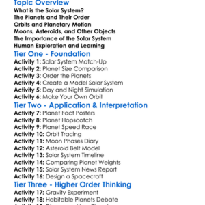 Solar System And Planetary Motion Worksheet Activity Booklet