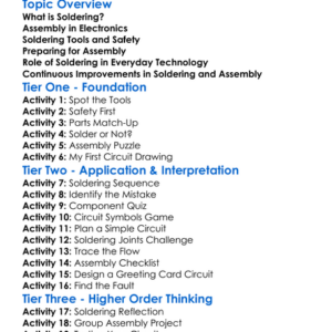 Soldering And Assembly Worksheet Activity Booklet