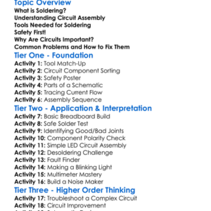 Soldering And Circuit Assembly Worksheet Activity Booklet