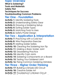 Soldering Skills Worksheet Activity Booklet
