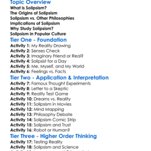 Solipsism Worksheet Activity Booklet