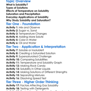 Solubility And Saturation Worksheet Activity Booklet