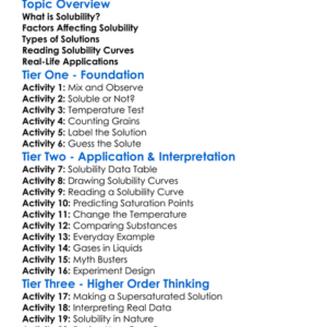 Solubility And Solubility Curves Worksheet Activity Booklet