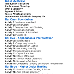 Solubility And Solutions Worksheet Activity Booklet