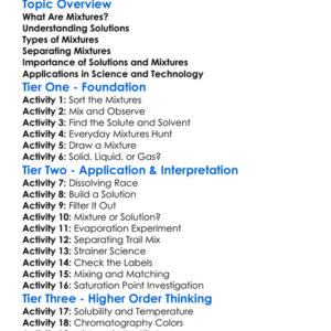 Solutions And Mixtures Worksheet Activity Booklet