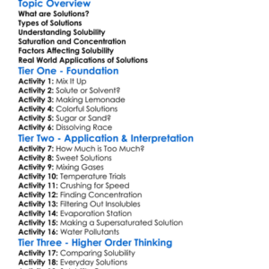 Solutions And Solubility Worksheet Activity Booklet