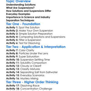 Solutions And Suspensions Worksheet Activity Booklet