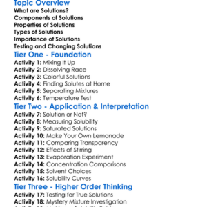 Solutions And Their Properties Worksheet Activity Booklet