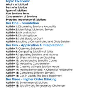 Solutions Worksheet Activity Booklet