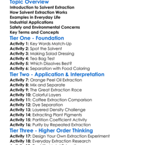 Solvent Extraction Worksheet Activity Booklet