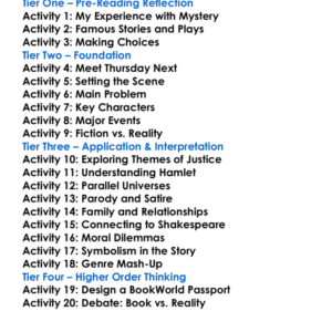 Something Rotten Jasper Fforde Worksheet Activity Booklet