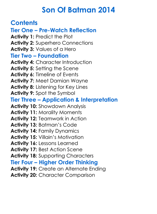Son Of Batman 2014 Worksheet Activity Booklet