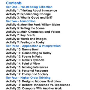 Songs Of Innocence And Of Experience William Blake Worksheet Activity Booklet