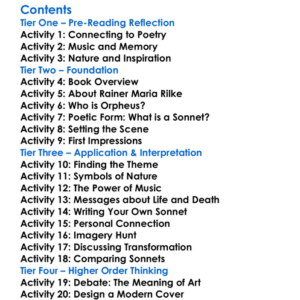 Sonnets To Orpheus Rainer Maria Rilke Worksheet Activity Booklet