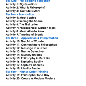 Sophies World Jostein Gaarder Worksheet Activity Booklet