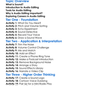 Sound And Audio Editing Worksheet Activity Booklet