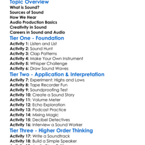 Sound And Audio Production Worksheet Activity Booklet