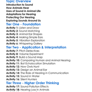 Sound And Hearing In Animals Worksheet Activity Booklet