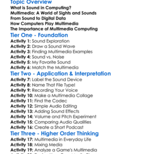 Sound And Multimedia Computing Worksheet Activity Booklet