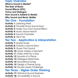 Sound And Music In Media Worksheet Activity Booklet