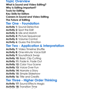 Sound And Video Editing Worksheet Activity Booklet