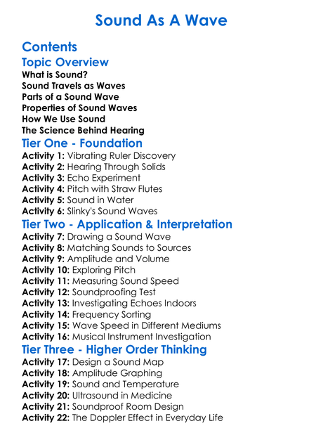 Sound As A Wave Worksheet Activity Booklet