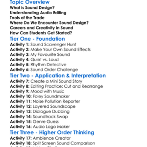 Sound Design And Audio Editing Worksheet Activity Booklet