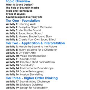 Sound Design Worksheet Activity Booklet