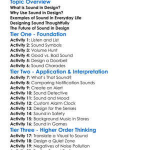 Sound In Design Worksheet Activity Booklet