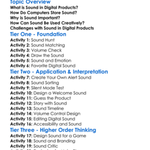 Sound In Digital Products Worksheet Activity Booklet