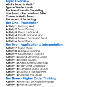 Sound In Media Production Worksheet Activity Booklet