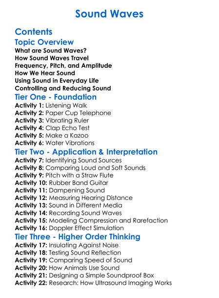Sound Waves Worksheet Activity Booklet