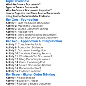Source Documents And Evidence Worksheet Activity Booklet