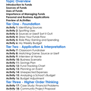 Sources And Uses Of Funds Worksheet Activity Booklet
