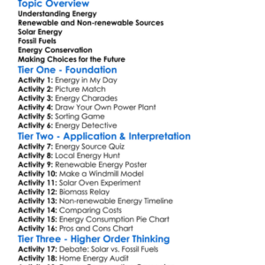 Sources Of Energy Worksheet Activity Booklet